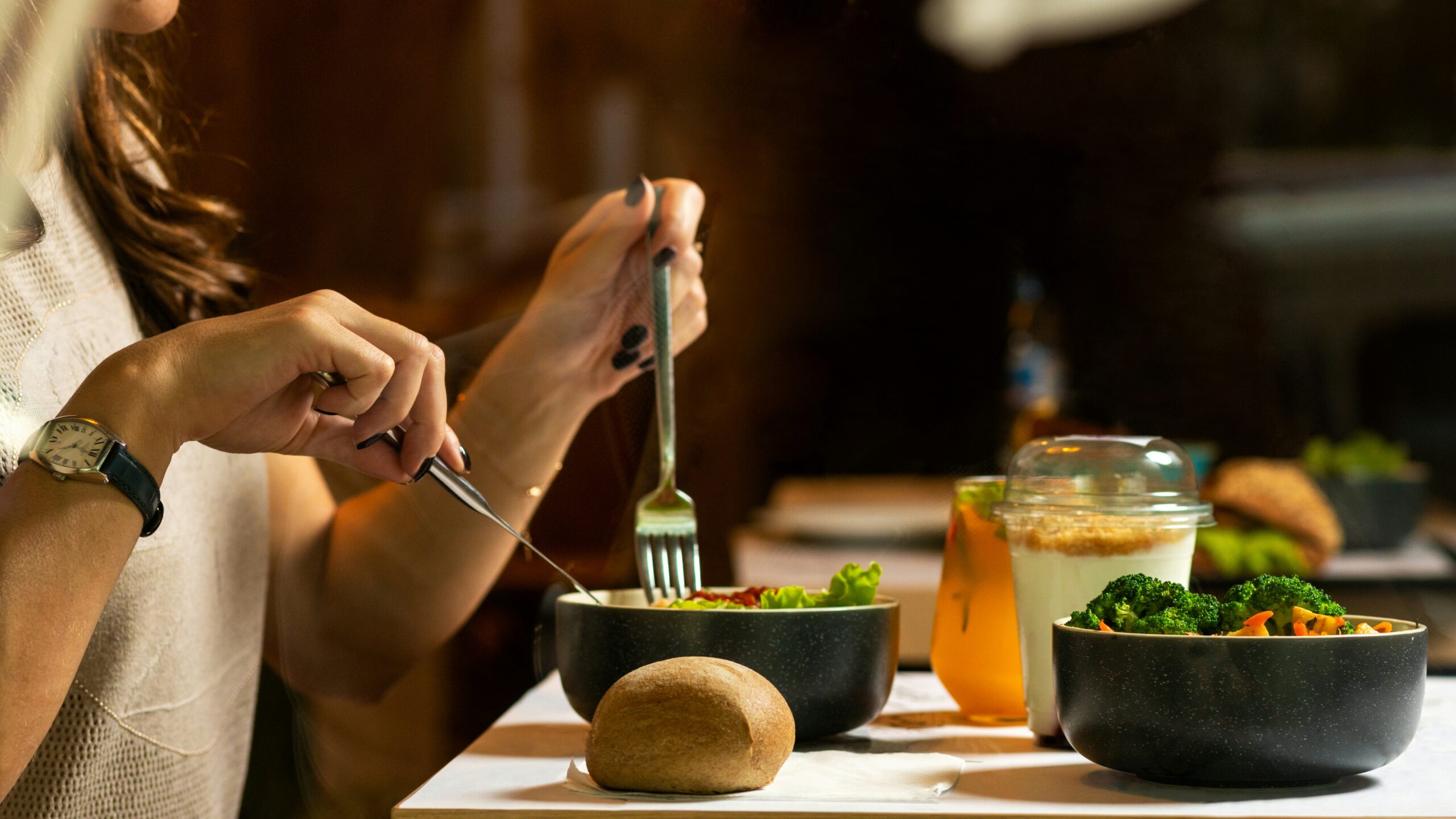 Person eating nutritious meal